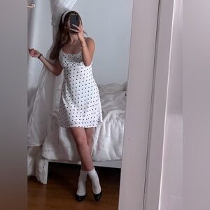 Hollister White and Black Polka Dot Mini Dress